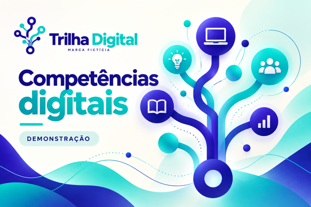 Banner fictício Trilha Digital — competências digitais, demonstração