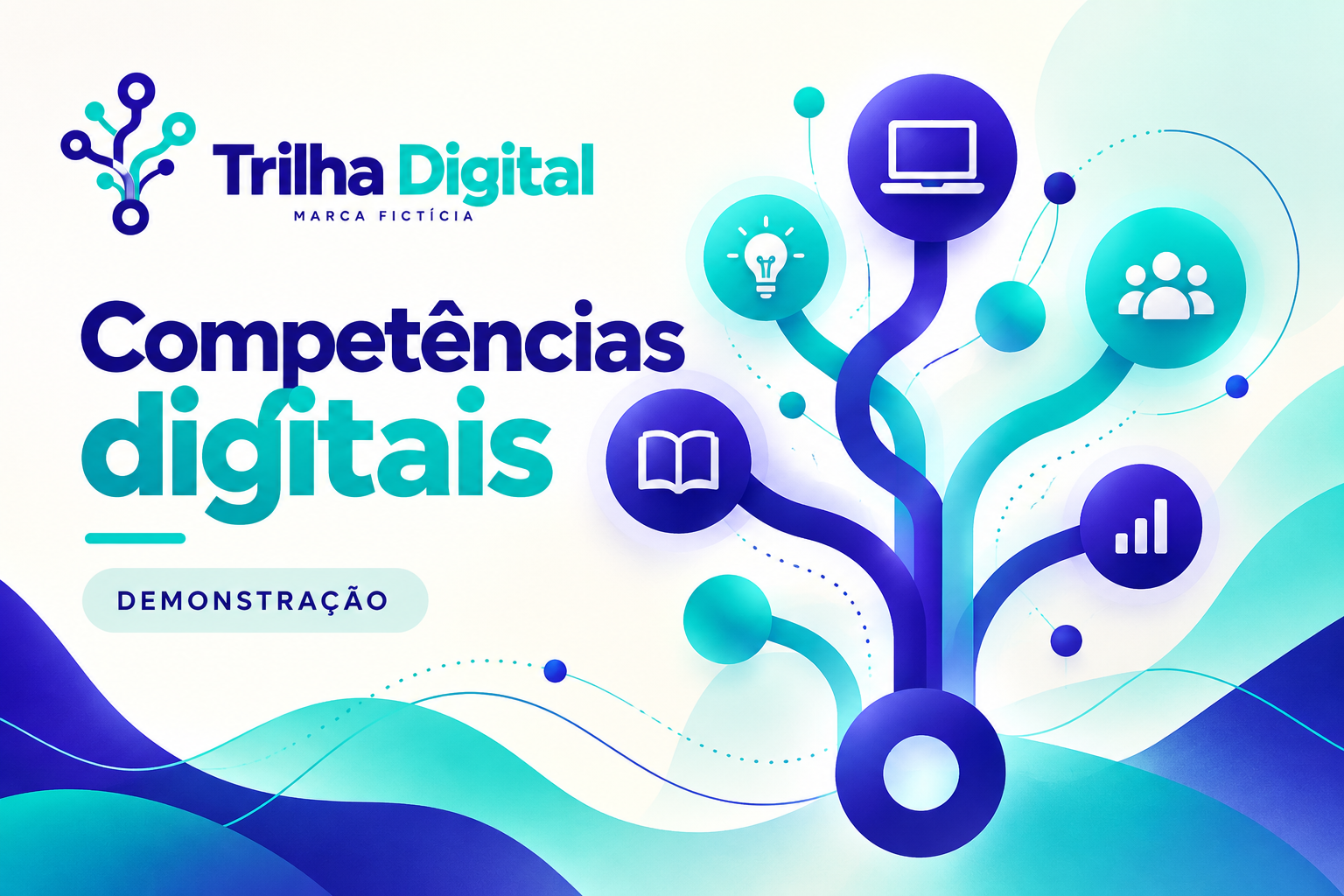 Banner fictício Trilha Digital — competências digitais, demonstração
