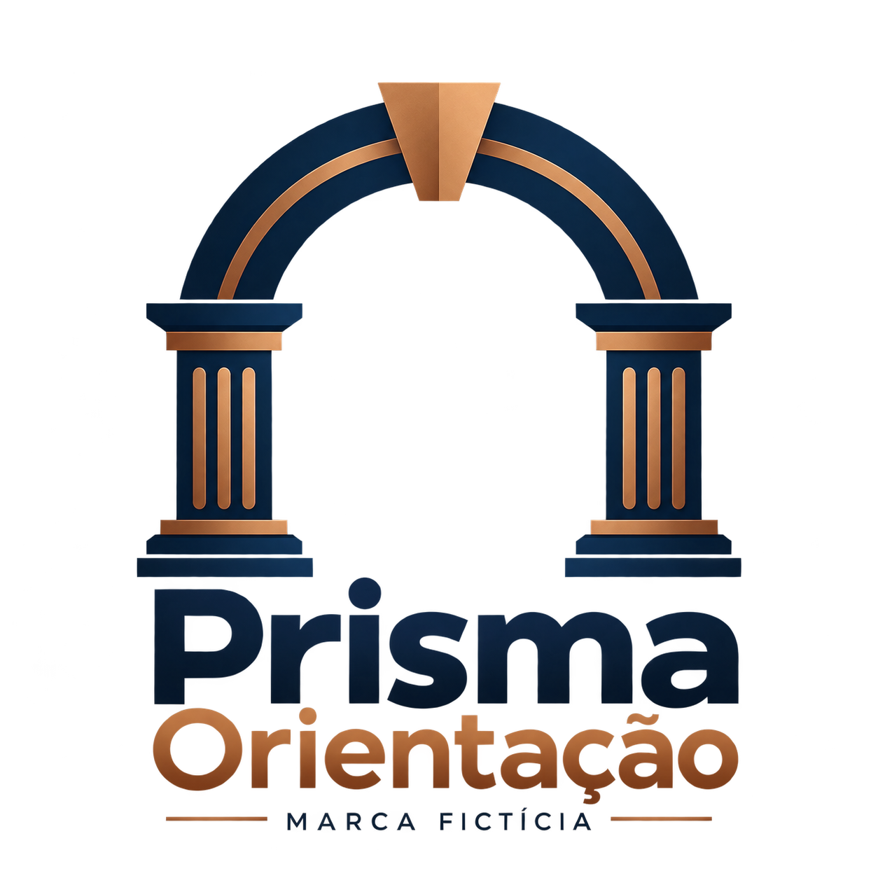 Logo fictício Prisma Orientação — marca de demonstração